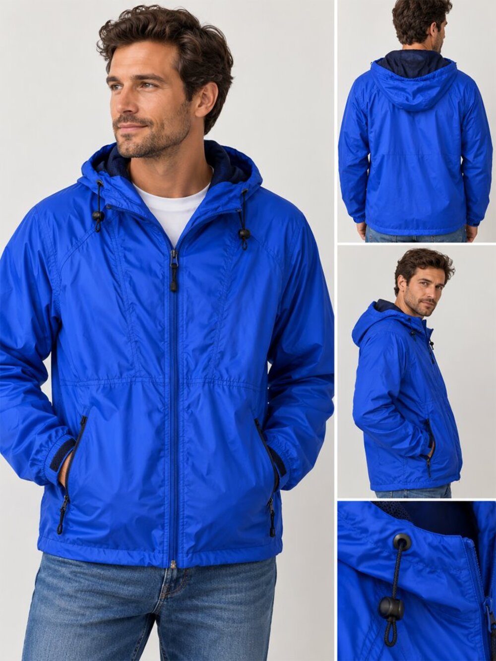 Vintage REI Packable Windbreaker Jacket Men’s L Blue Nylon Hooded Lightweight